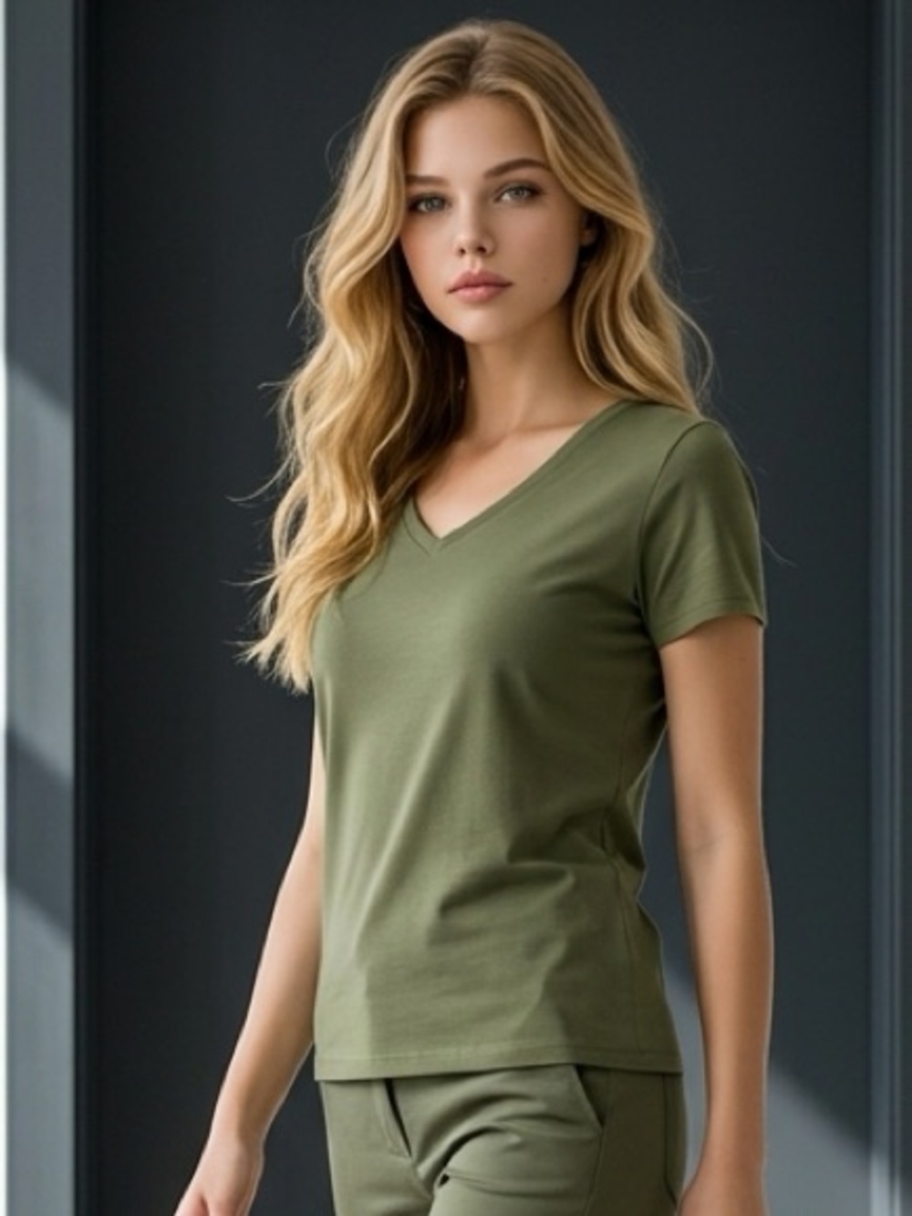 NWT DeFacto Women’s Classic Green V Neck Short Sleeve Tee Shirt Top - Size Med